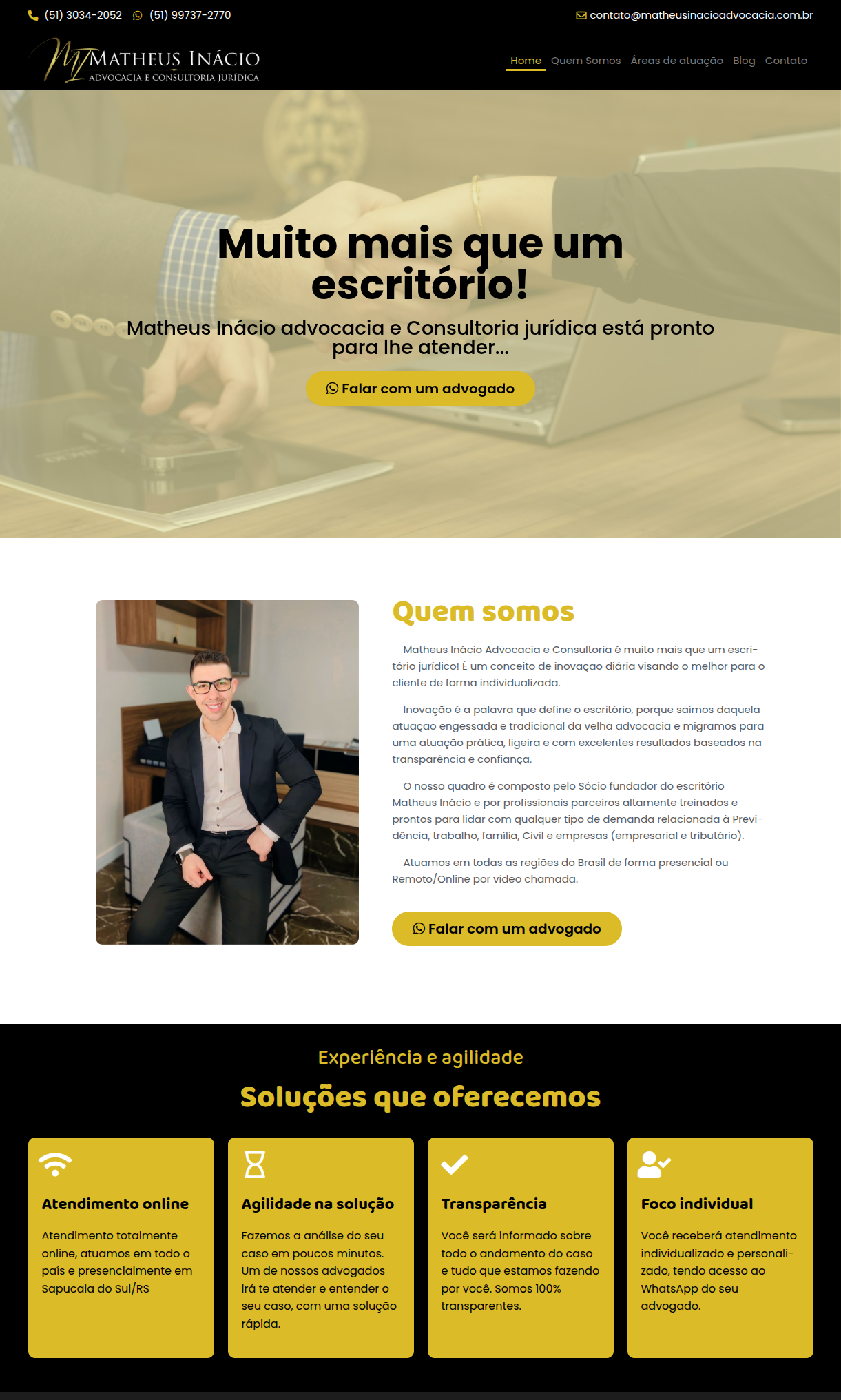 Site Matheus Inacio Advocacia desenvolvido pela PHDesenvolvimento
